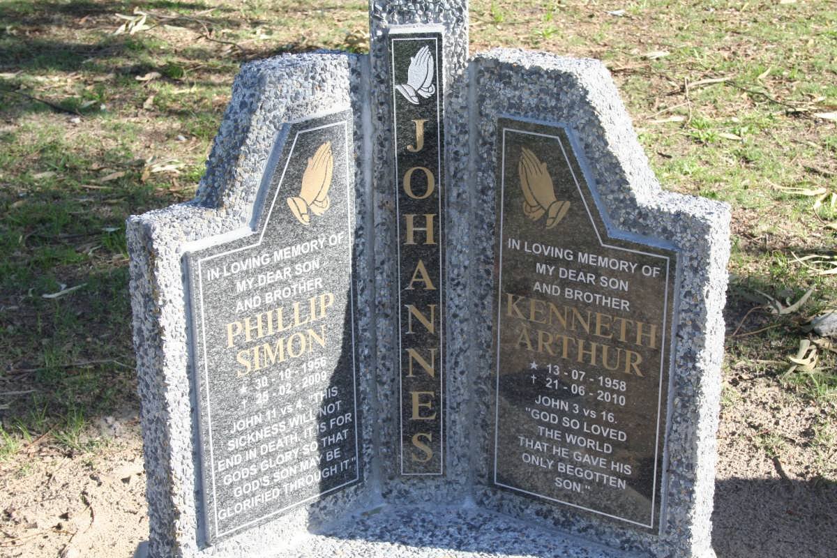 JOHANNES Philip Simon 1956-2009 :: JOHANNES Kenneth Arthur 1958-2010