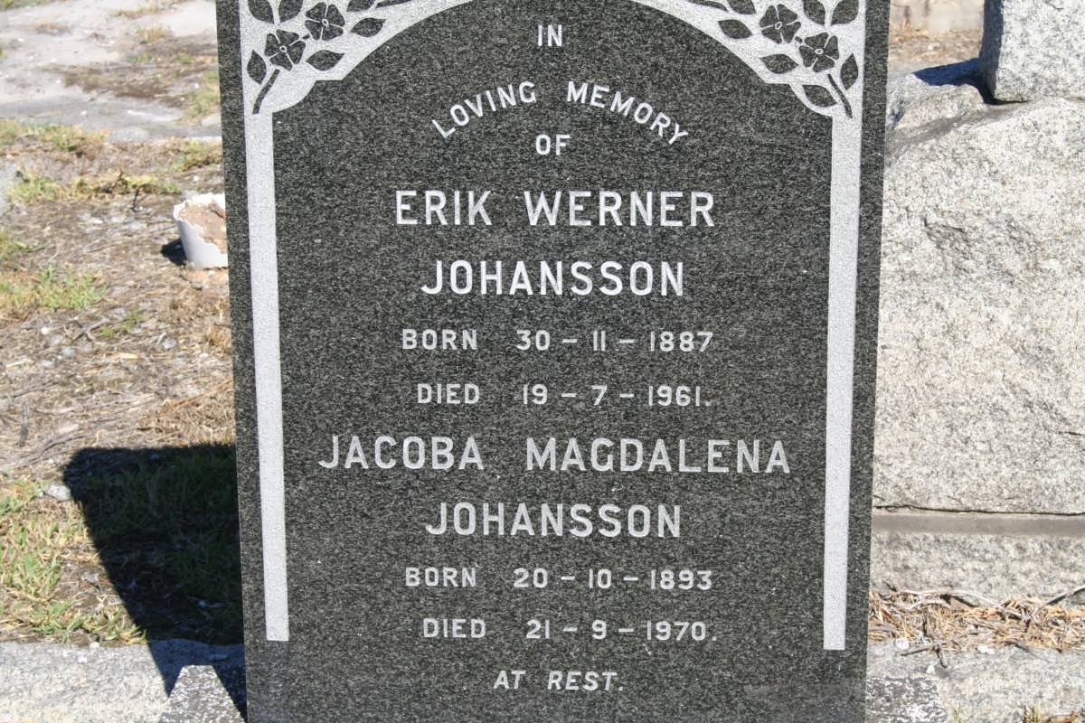 JOHANSSON Erik Werner 1887-1961 &amp; Jacoba Magdalena 1893-1970