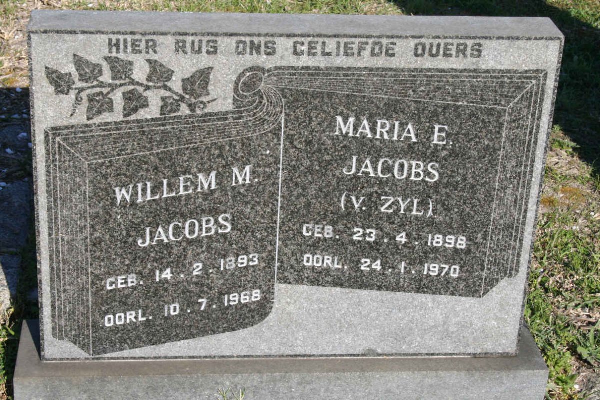 JACOBS Willem M. 1893-1968 &amp; Maria E. VAN ZYL 1898-1970