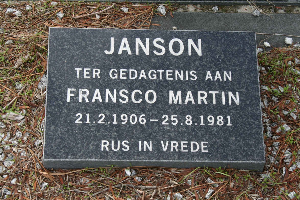 JANSON Fransco Martin 1906-1981