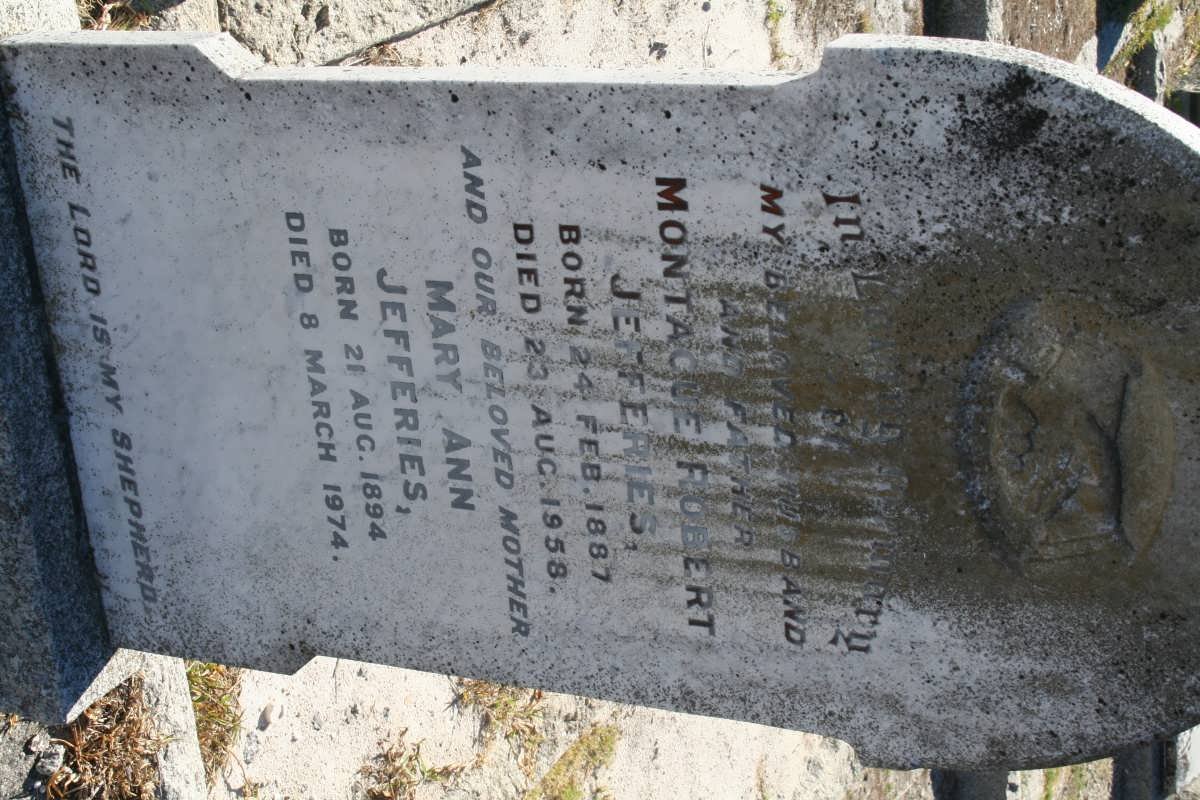 JEFFERIES Montague Robert 1887-1958 &amp; Mary Ann 1894-1974