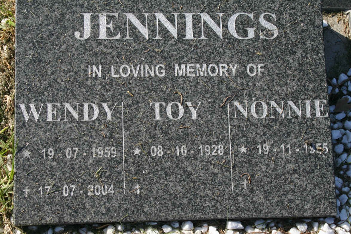 JENNINGS Toy 1928-  :: JENNINGS  Nonnie 1955- :: JENNINGS Wendy 1959-2004