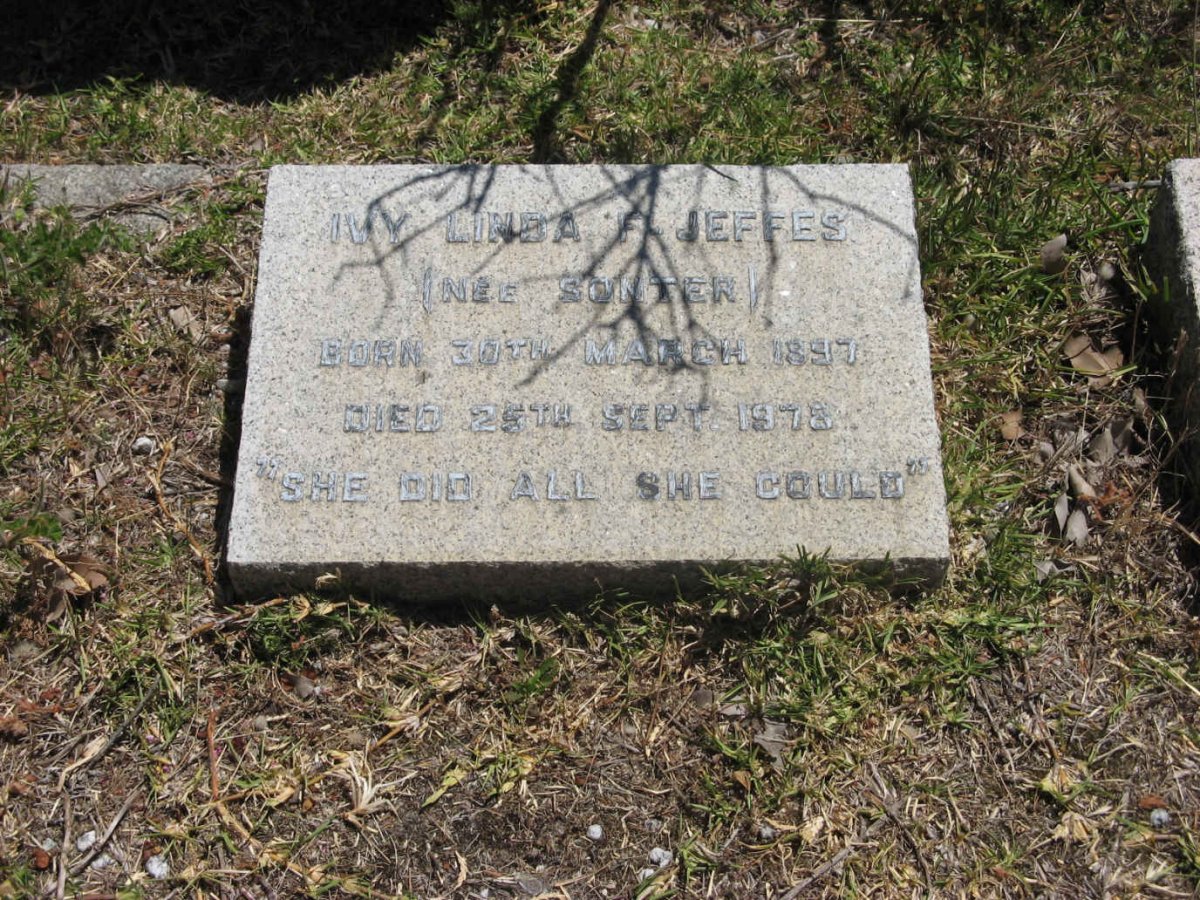 JEFFES Ivy Linda, F. nee SONTER 1897-1978