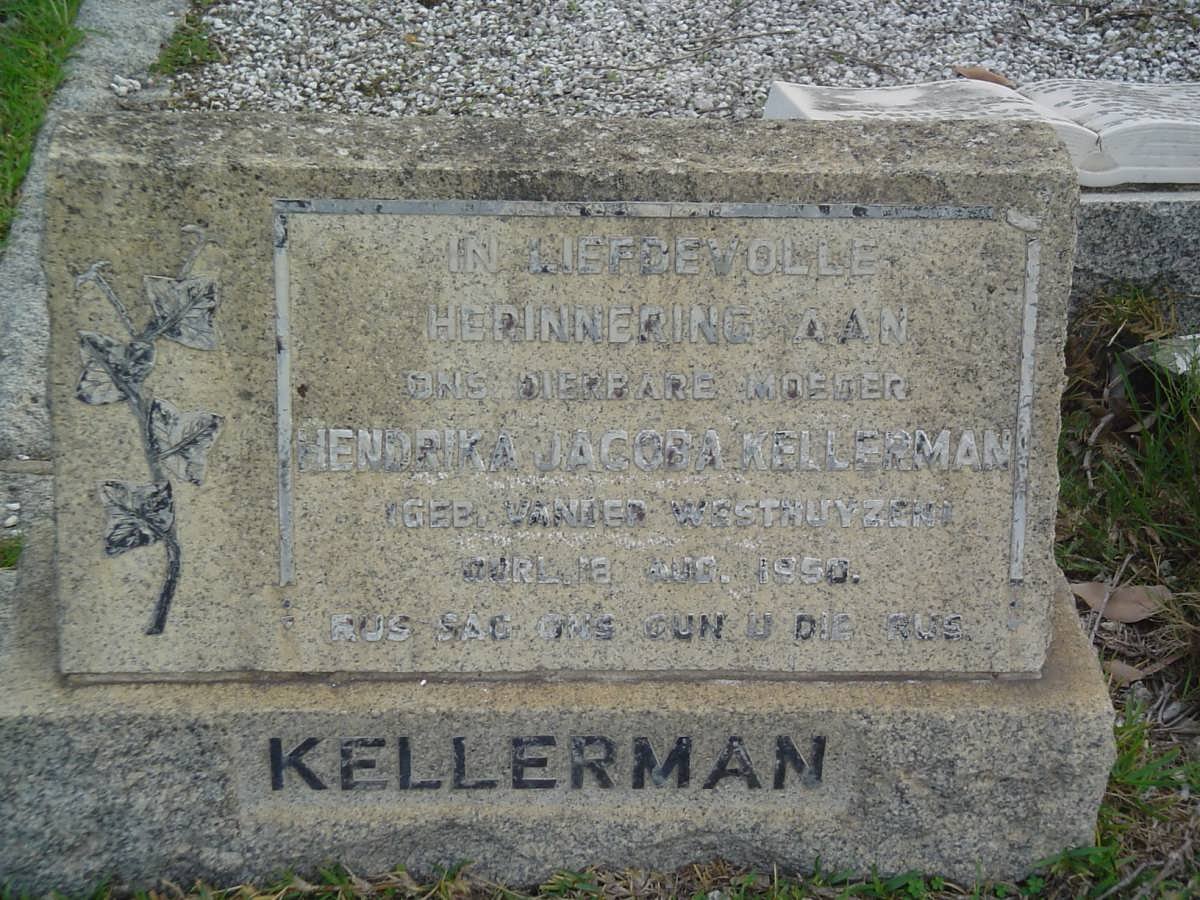 KELLERMAN Hendrika Jacoba nee van der WESTHUYZEN -1950