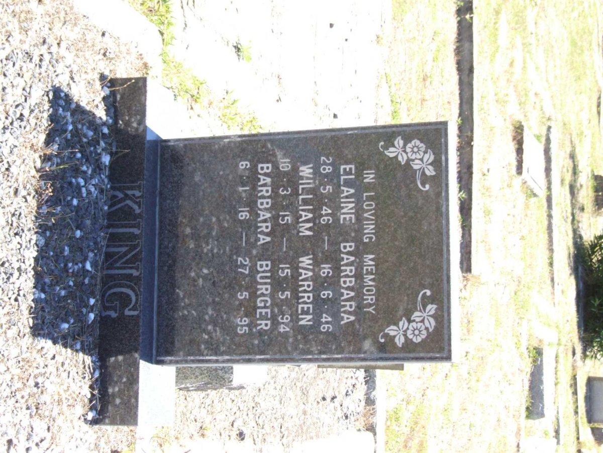 KING William Warren 1915-1994 &amp; Barbara Burger 1916-1995 :: KING Elaine Barbara 1946-1946