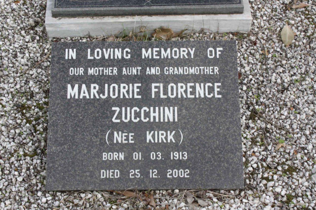 ZUCCHINI Marjorie Florence nee KIRK 1913-2002
