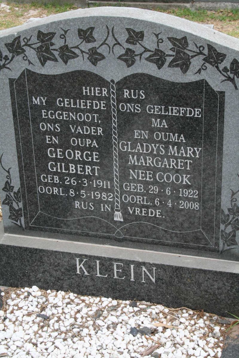 KLEIN George Gilbert 1911-1982 &amp; Gladys Mary Margaret COOK 1922-2008