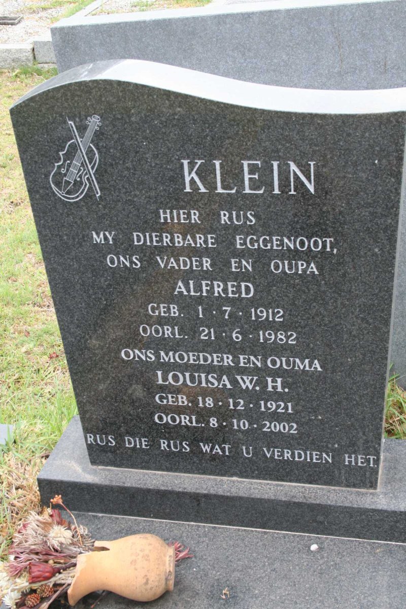 KLEIN Alfred 1912-1982 &amp; Louisa W.H. 1921-2002