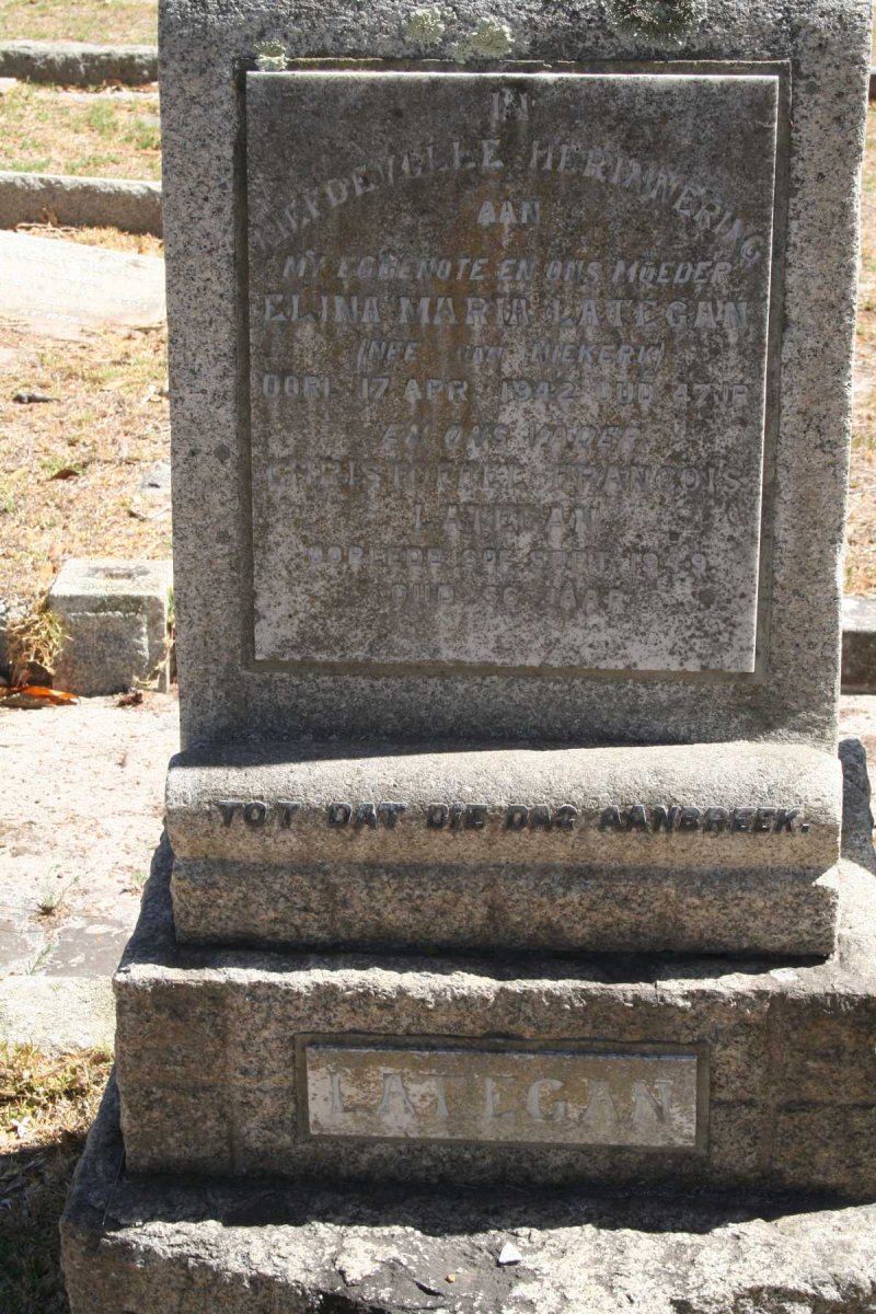 LATEGAN Christoffel Francois -1949 &amp; Elina Maria VAN NIEKERK -1942