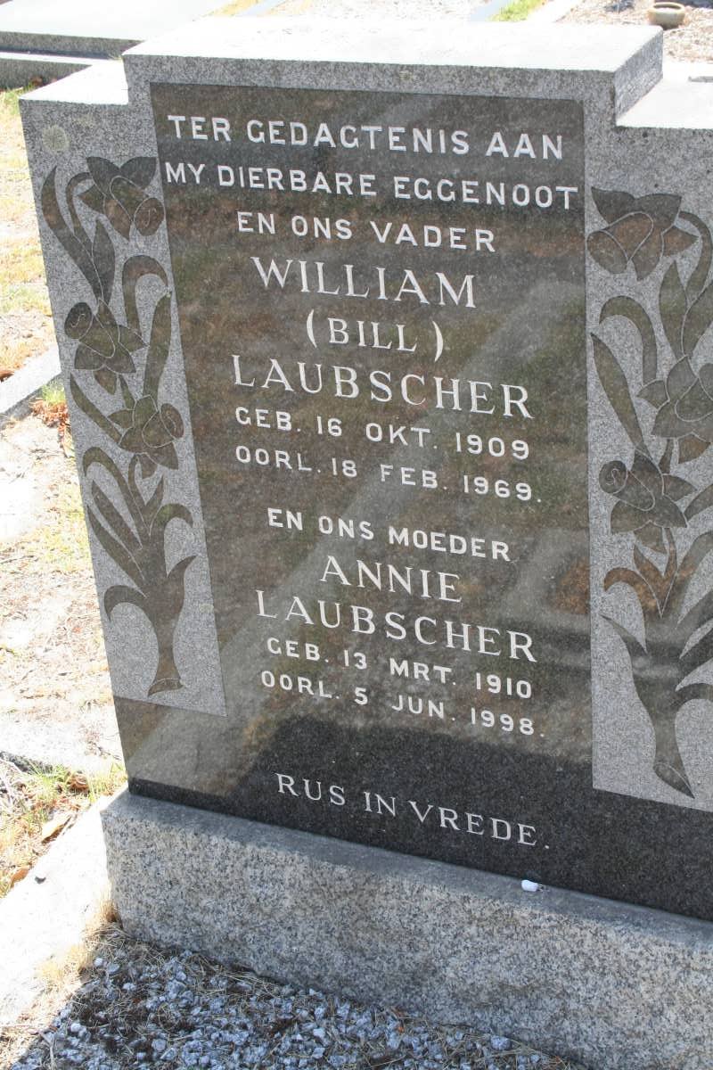 LAUBSCHER William 1909-1969 &amp; Annie 1910-1998