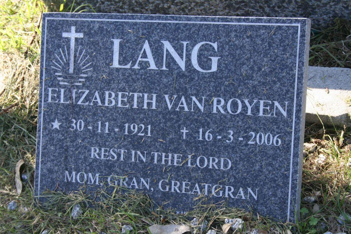 LANG Elizabeth van Royen 1921-2006