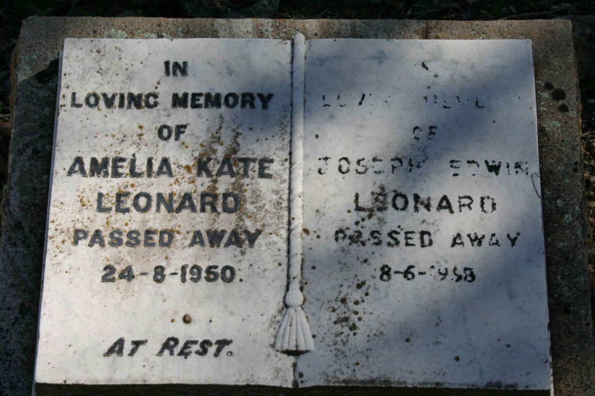 LEONARD Joseph Edwin -1958 &amp; Amelia Kate -1950