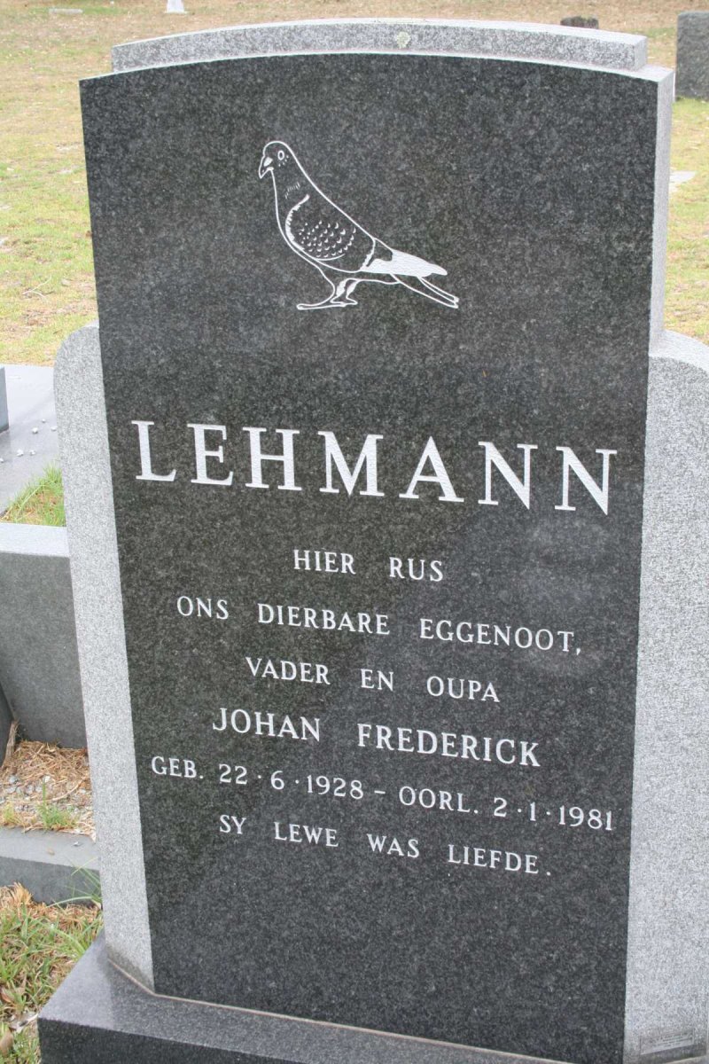 LEHMANN Johan Frederick 1928-1981