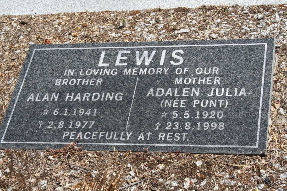 LEWIS Adelen Julia nee PUNT 1920-1998 :: LEWIS Alan Harding 1941-1977
