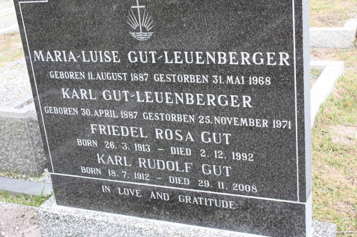 LEUENBERGER Karl, Gut 1887-1971 &amp; Maria Luise 1887-1968 :: GUT Karl Rudolf 1912-2008 :: GUT Friedel Rosa 1913-1992