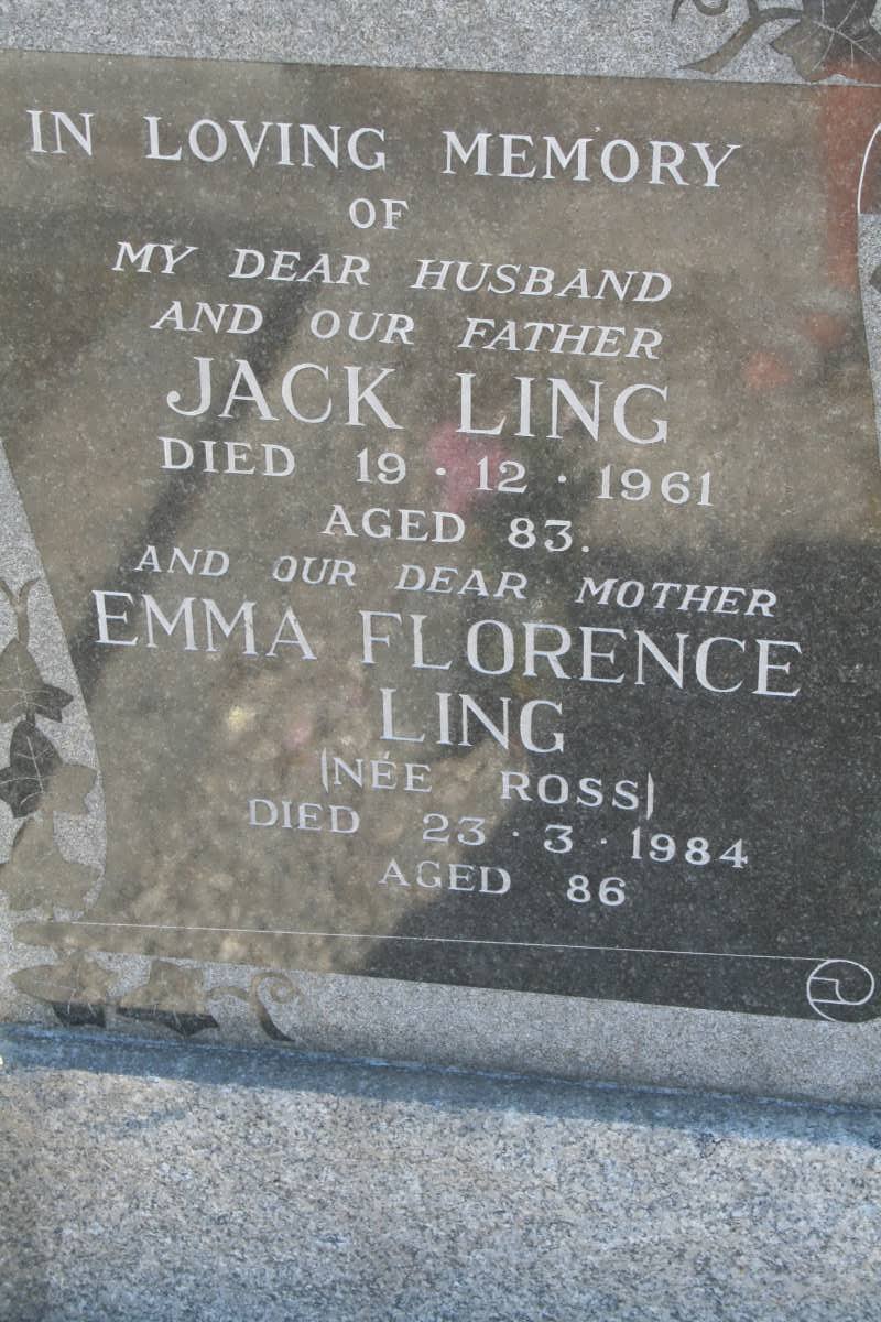 LING Jack -1961 &amp; Emma Florence ROSS -1984