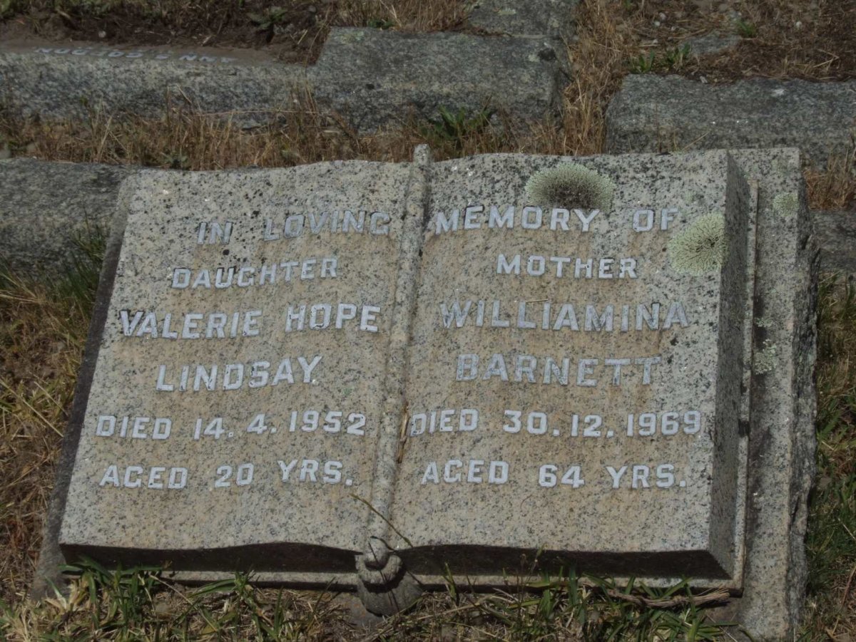 LINDSAY Valerie Hope -1952 :: BARNETT Williamina -1969