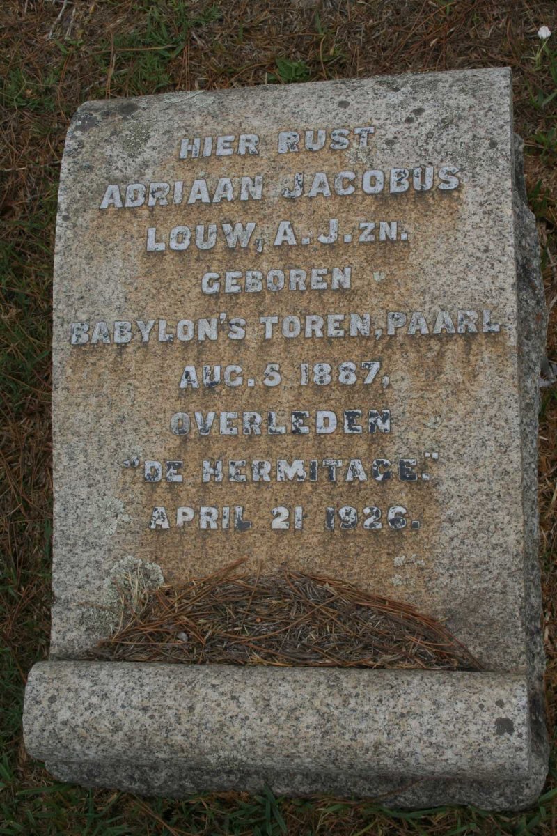 LOUW Adriaan Jacobus 1867-1926