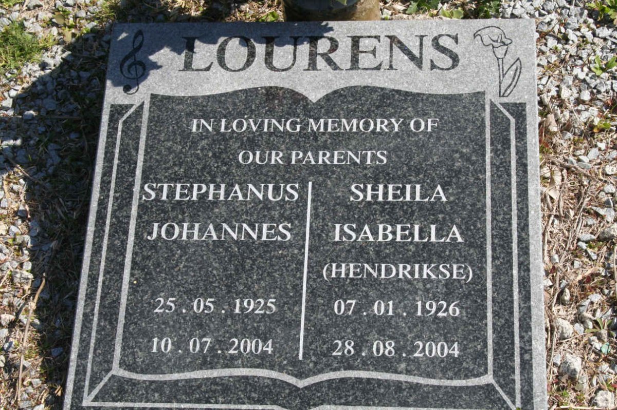 LOURENS Stephanus Johannes 1925-2004 &amp; Sheila Isabella HENDRIKSE 1926-2004