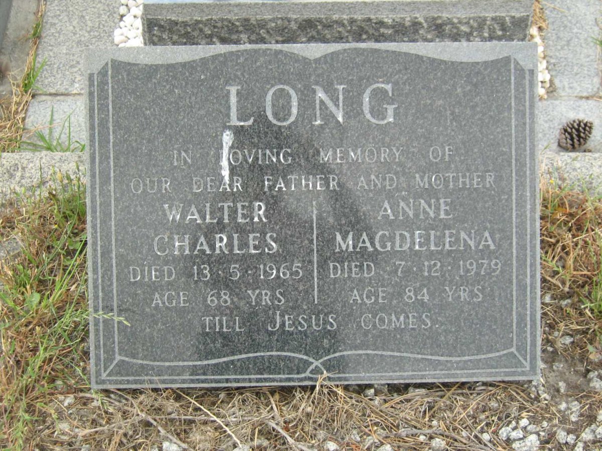 LONG Walter Charles -1965 &amp; Anne Magdelena -1979