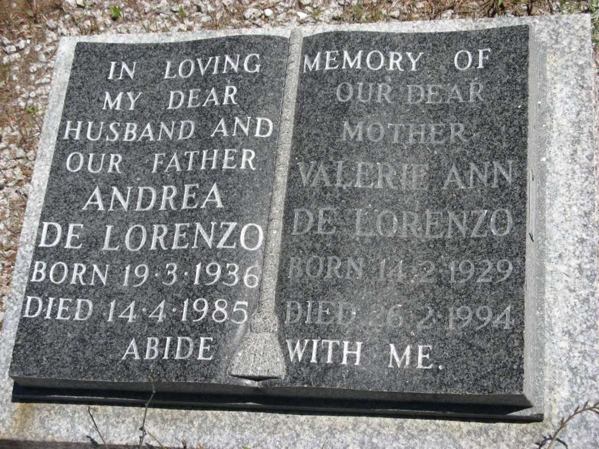 LORENZO Andrea, de 1936-1985 &amp; Valerie Ann 1929-1994