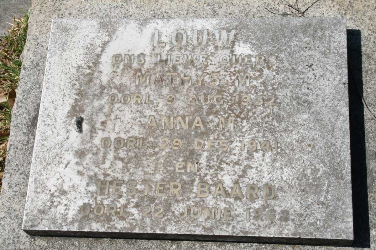 LOUW Mathys M. -1932 &amp; Anna M. -1941 :: BAARD Hester -1962