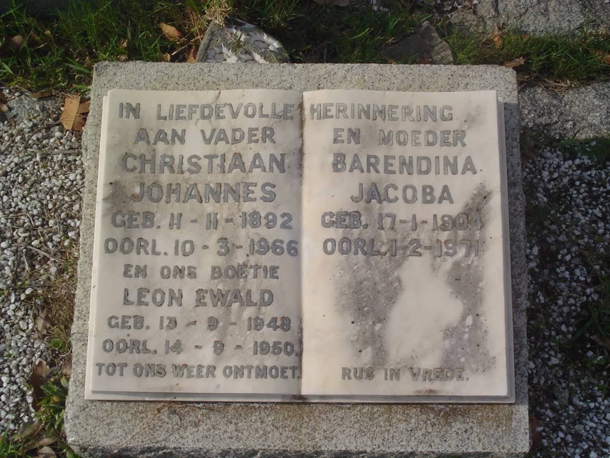 LUND Christiaan Johannes 1892-1966 &amp; Barendina Jacoba 1904-1971 :: LUND Leon Ewald 1948-1950