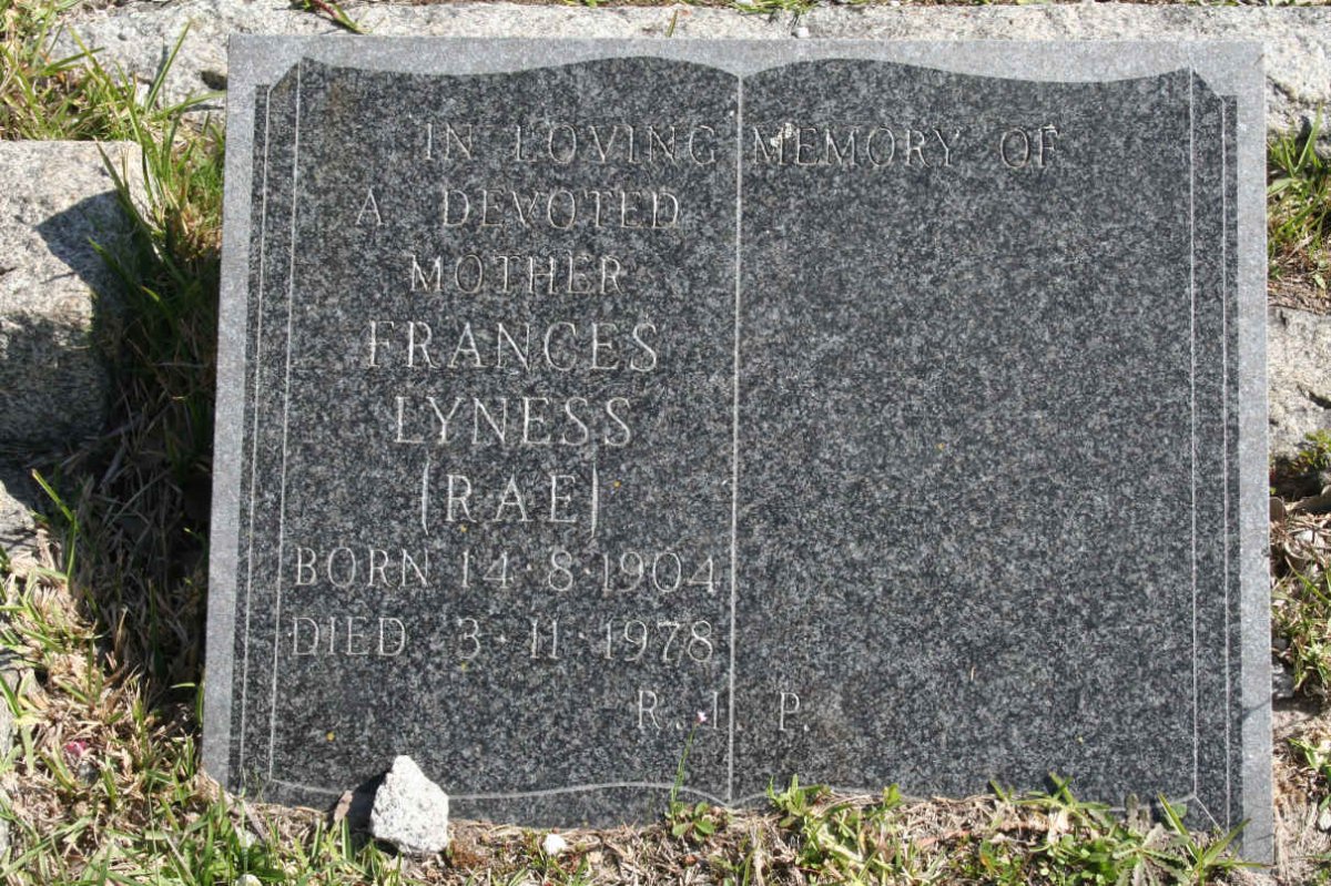LYNESS Frances nee RAE 1904-1978