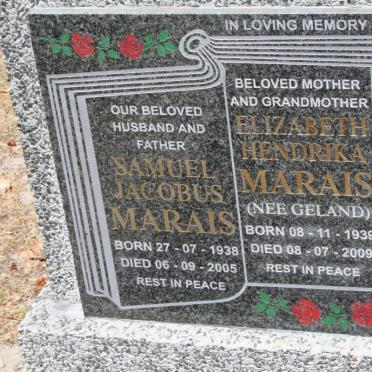 MARAIS Samuel Jacobus 1938-2005 & Elizabeth Hendrika GELAND 1939-2009