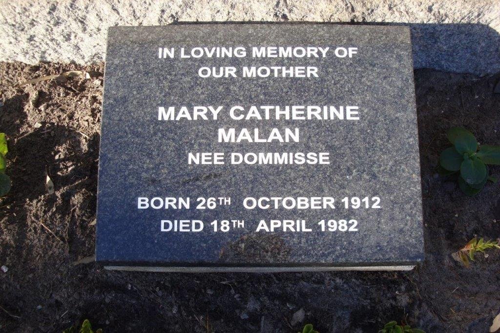 MALAN Mary Catherine DOMMISSE 1912-1982