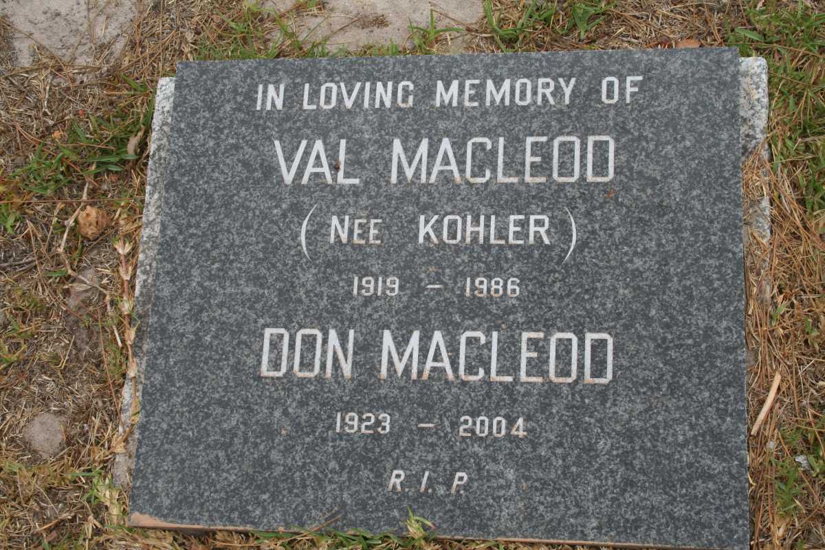 MACLEOD Don 1923-2004 & Val KOHLER 1919-1986