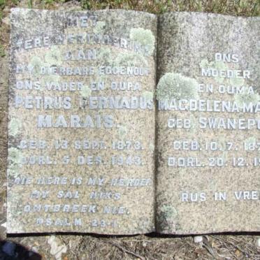 MARAIS Petrus Bernadus 1873-1943 &amp; Magdelena SWANEPOEL 1877-1964