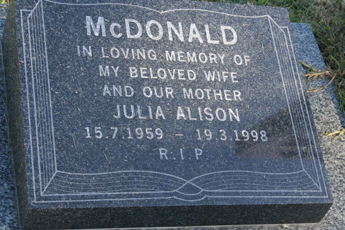 MCDONALD Julia Alison 1959-1998
