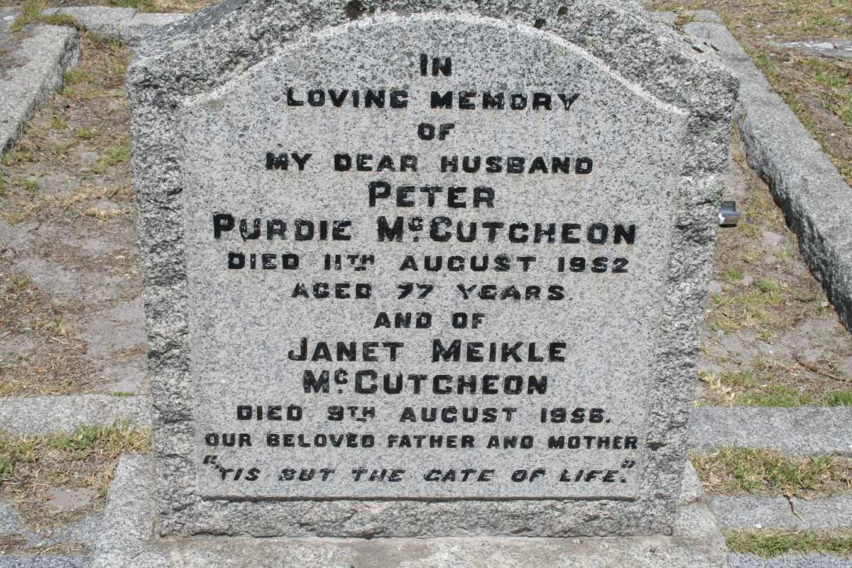 MCCUTCHEON Peter Purdie -1952 & Janet Meikle -1956