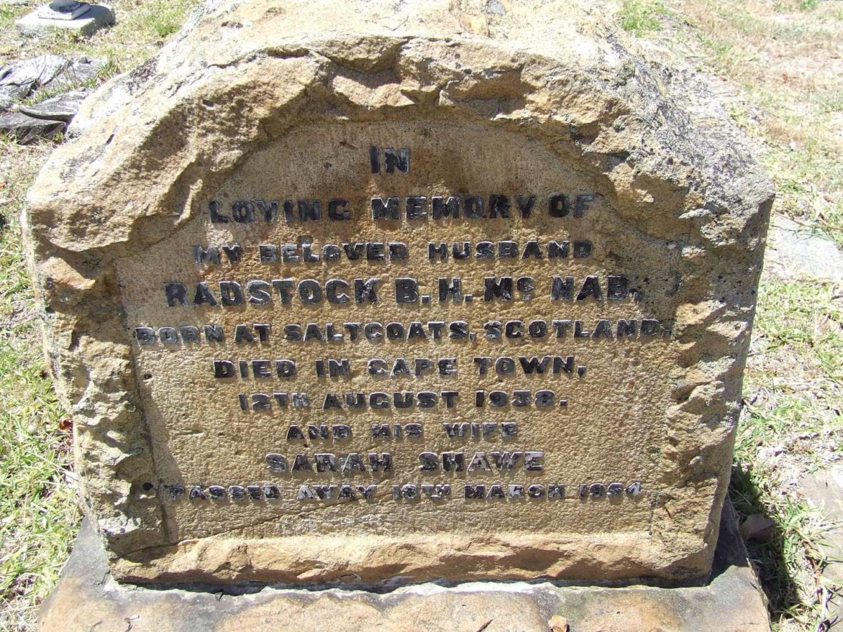 MCNAB Radstock B.H.  -1938 & Sarah Shawe -1954