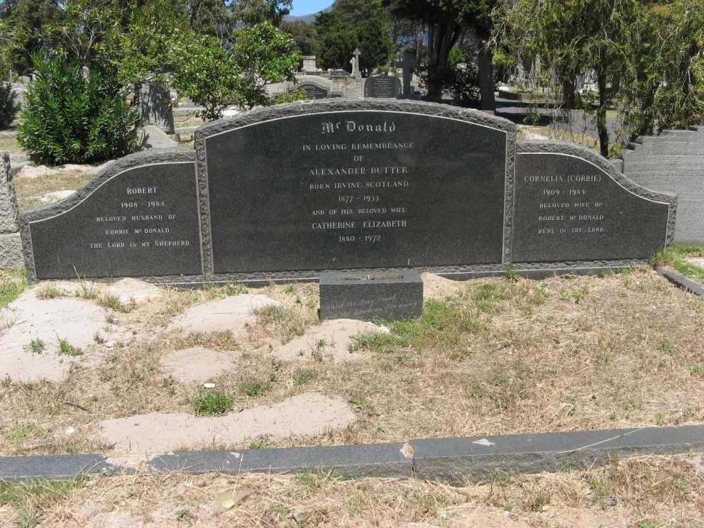 MCDONALD Alexander Butter 1877-1953 & Catherine Elizabeth 1880-1972 :: MCDONALD Robert 1908-1984 & Cornelia 1909-1984