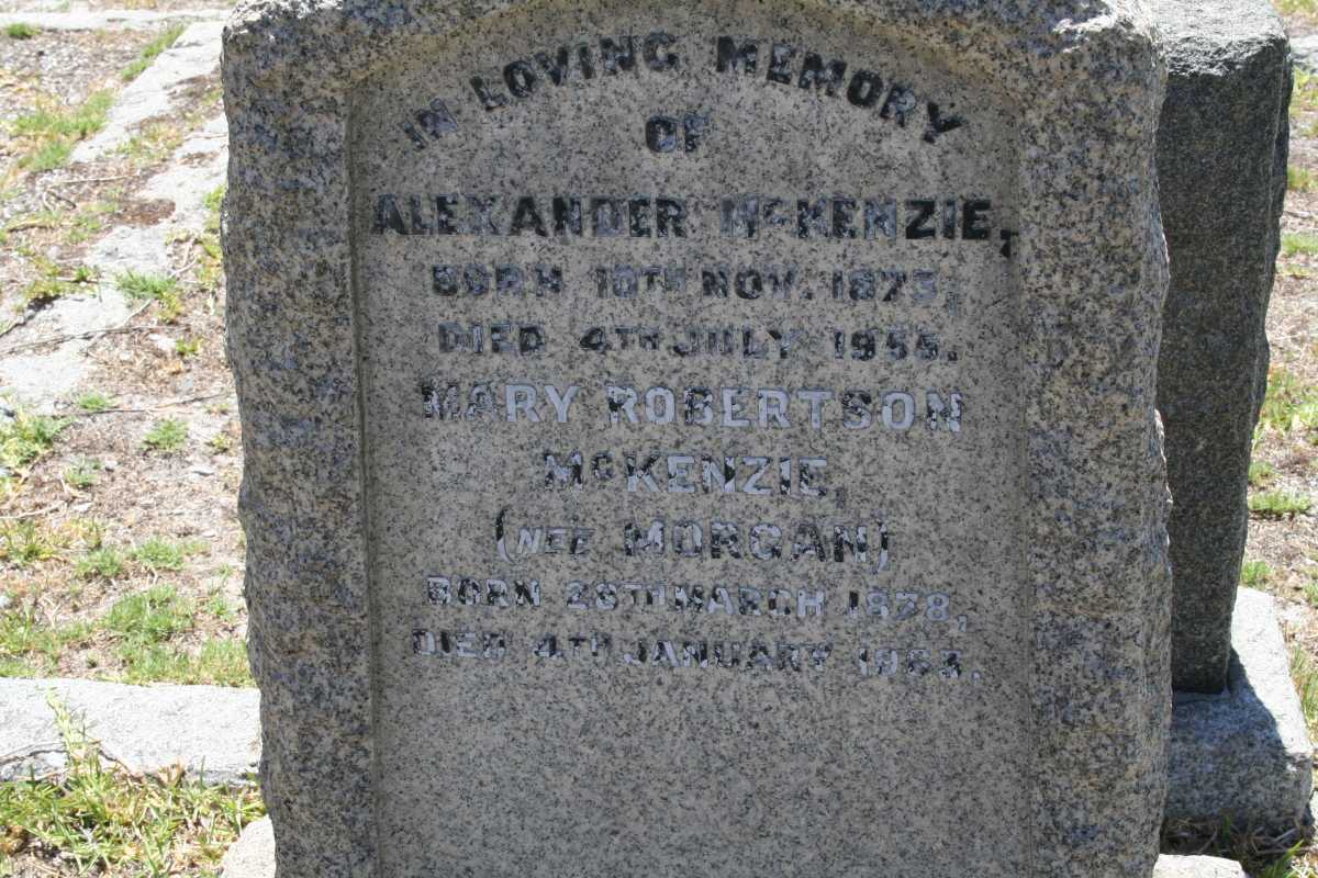 MCKENZIE Alexander 1875-1955 & Mary Robertson MORGAN 1878-1963