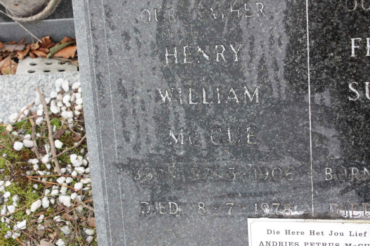 MCCUE Henry William 1906-1978 & Francina Susannah 1920-1979 :: MCCUE Andries Petrus 1947-2005 _3