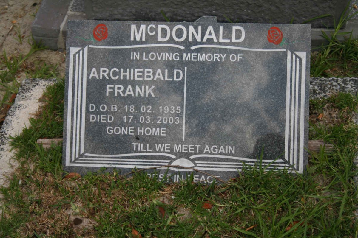 MCDONALD Archiebald Frank 1935-2003