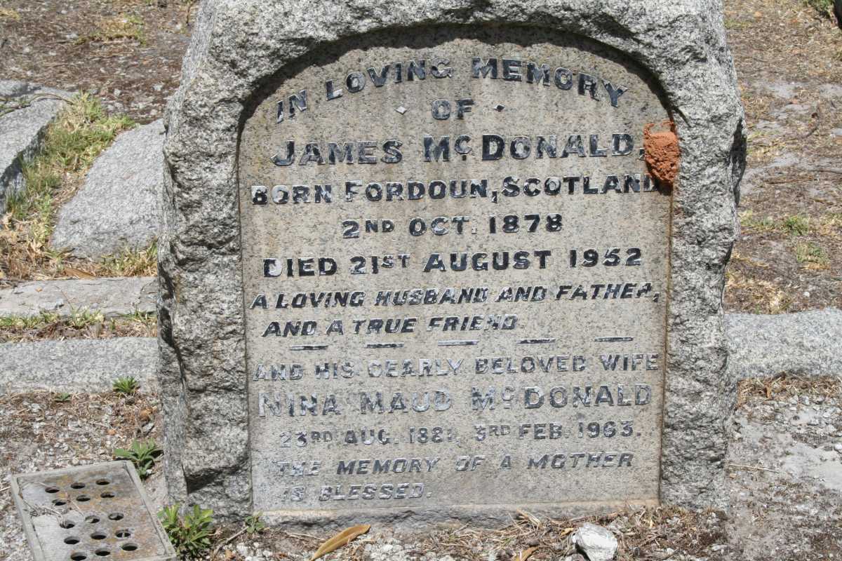 MCDONALD James 1878-1952 & Nina Maud 1881-1963