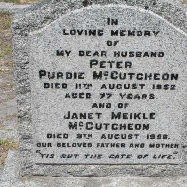 MCCUTCHEON Peter Purdie -1952 & Janet Meikle -1956
