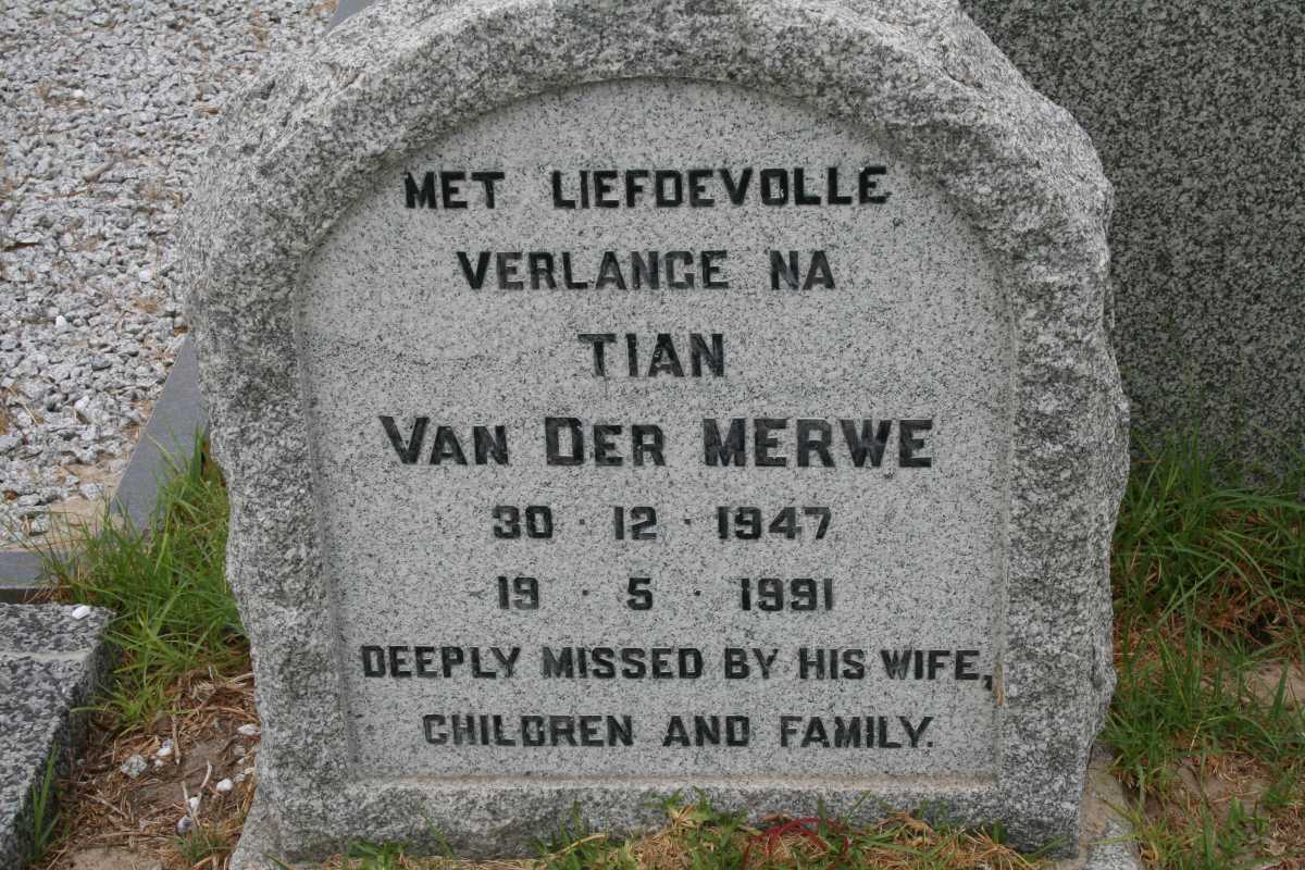 MERWE Tian, van der 1947-1991