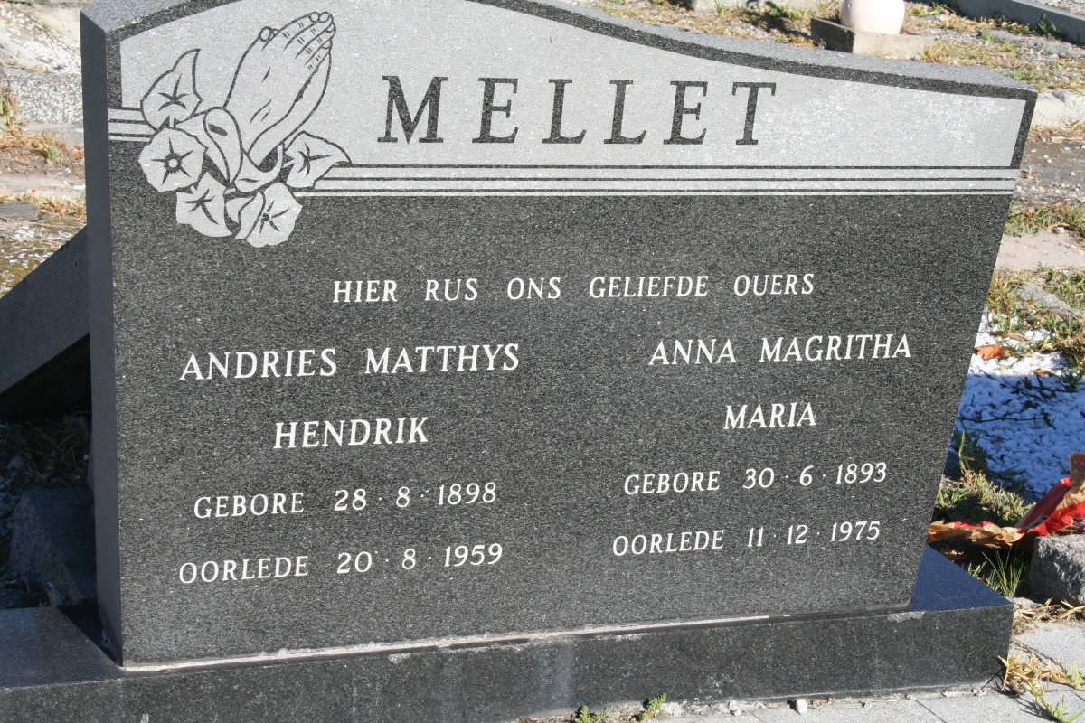 MELLET Andries Matthys Hendrik 1898-1959 & Anna Magritha Maria 1893-1975