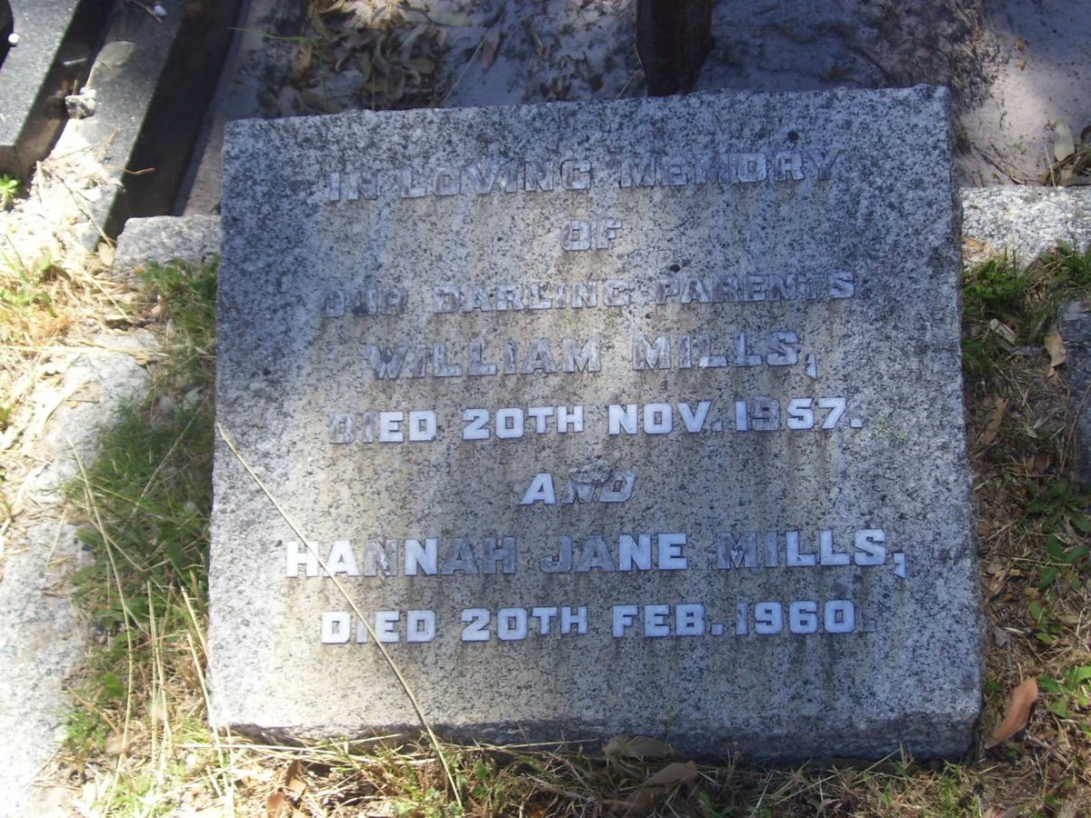 MILLS William -1957 & Hannah Jane -1960