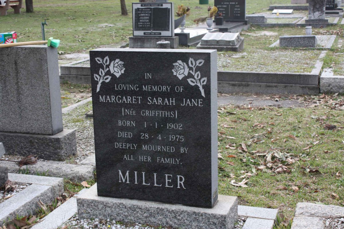 MILLER Margaret Sarah Jane nee GRIFFITHS 1902-1975