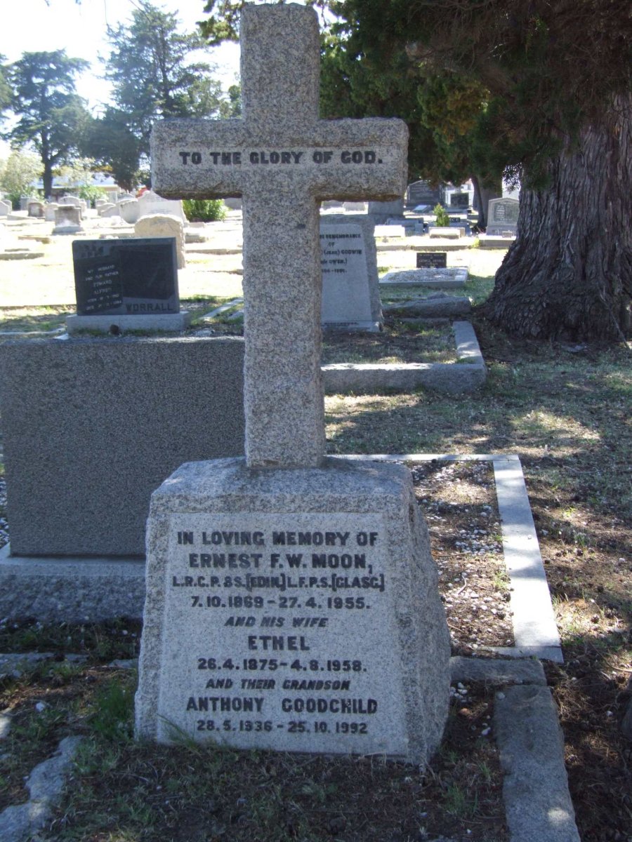 MOON Ernest F.W. 1869-1955 & Ethel 1875-1958 :: GOODCHILD Anthony 1936-1992
