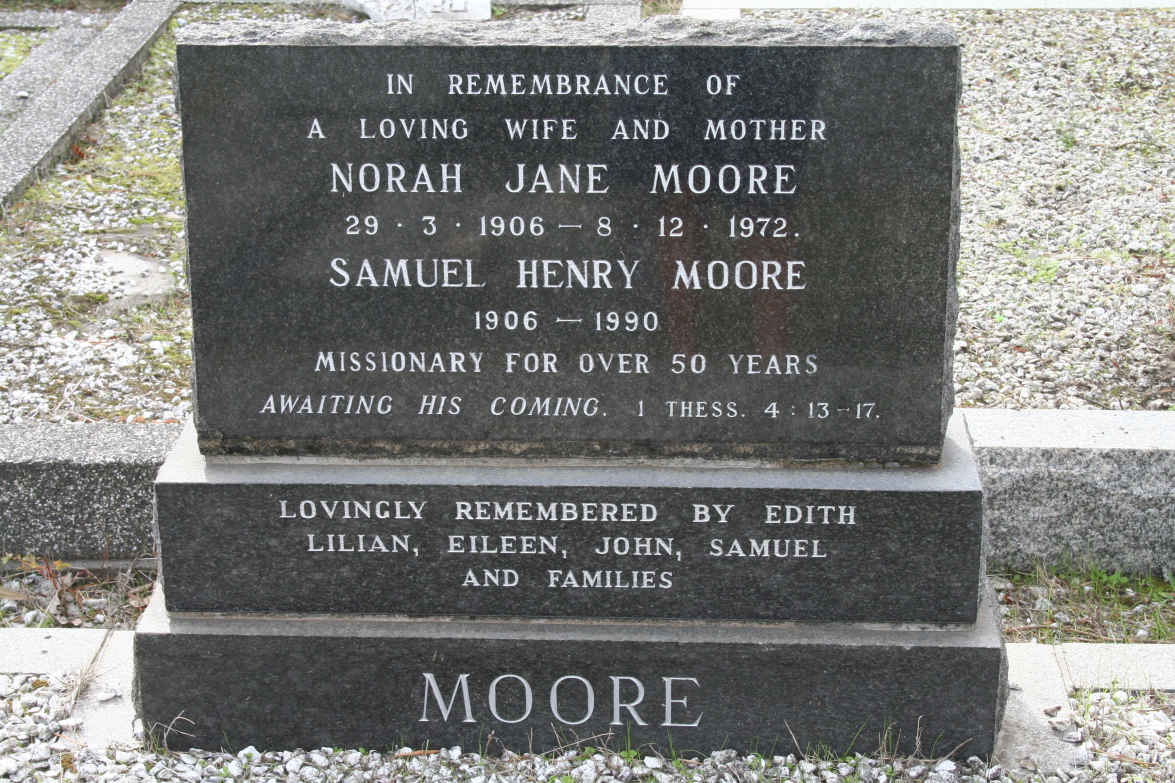 MOORE Samuel Henry 1906-1990 & Norah Jane 1906-1972