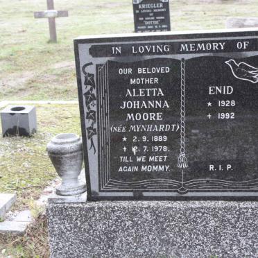 MOORE Aletta Johanne nee MYNHARDT 1889-1978 :: MOORE Enid 1928-1992