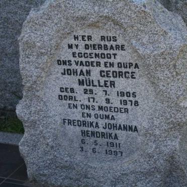 MÜLLER Johan George 1905-1978 &amp; Fredrika Johanna Hendrika 1911-1997