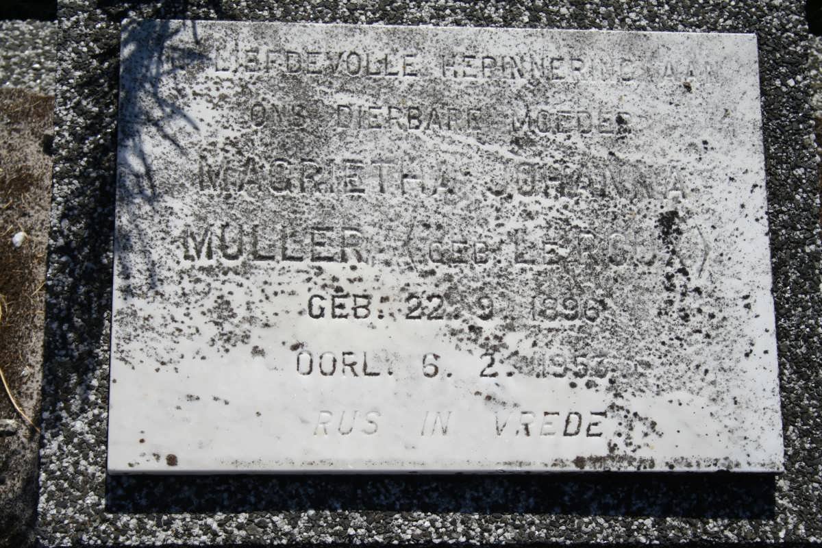 MULLER Magrietha Johanna nee LE ROUX 1896-1953